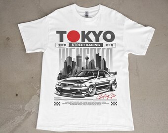 Retro Tokyo Racing Drift Scene T-Shirt | Vintage Japanese Motorsport Car Tee
