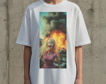 Crazy Doll Burning Car Cotton Shirt | Y2K Grunge Retro 90s