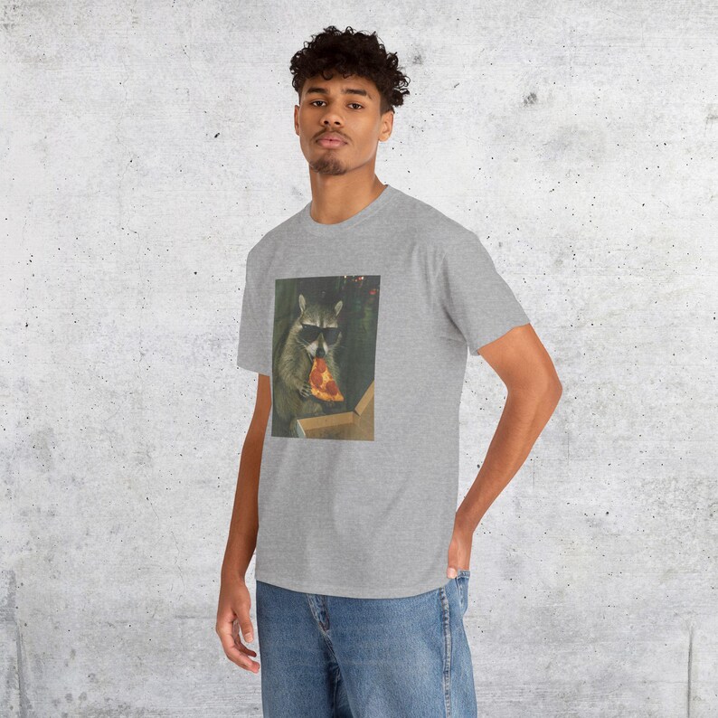 Raccoon Eating Pizza T-Shirt | Vintage Funny Animal Meme Tee image 19