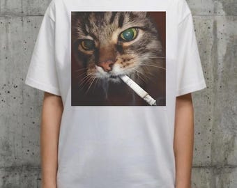 Smoking Cat Meme Shirt | Funny Retro Cigarette T-Shirt