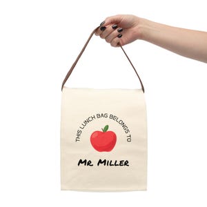Personalized Canvas Lunch Bag Teacher Gift, Custom Lunch Tote, School or Work Lunch Bag, Eco-Friendly Lunch Organizer, Gift for Educators