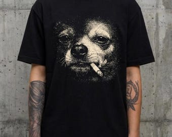 Camiseta con meme de perro fumador / Camiseta vintage con meme de cigarrillo