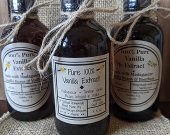 100% Pure Madagascar Vanilla Extract: Infused in Bourbon or Vodka  No additives SALE