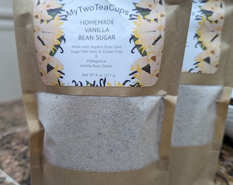 Homemade Madagascar Vanilla Bean Sugar - Organic Cane Sugar, Gluten Free (8 oz)