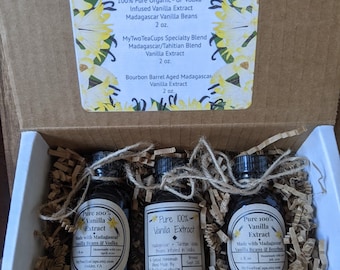 Pure 100% Vanilla Extract Variety Pack: Madagascar, Tahitian Blend, Kentucky Bourbon