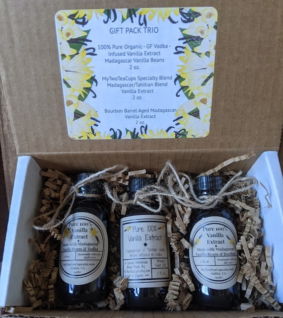 Pure 100% Vanilla Extract Variety Pack: Madagascar, Tahitian Blend, Kentucky Bourbon