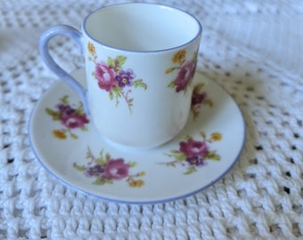 Shelley Miniature Bone China Cup and Saucer, Canterbury Shape