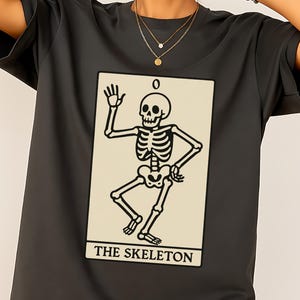 Skeleton Tarot Card T-Shirt Halloween Skeleton Shirt Gift for Halloween Spooky Season Shirt Cute Skeleton Tarot Tshirt Funny Skeleton Tshirt
