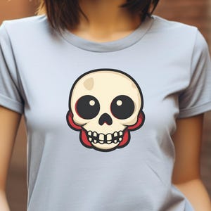 Lil&#39; Skullhead T-Shirt Cute Skull Shirt Creepy Skull Graphic Tee Halloween Vibes Shirt Skull Cartoon Tshirt Skull Tee Skull Shirt Women