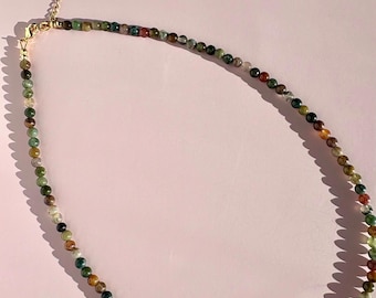 Handmade Agate Beaded Necklace - Gemstone Jewelry