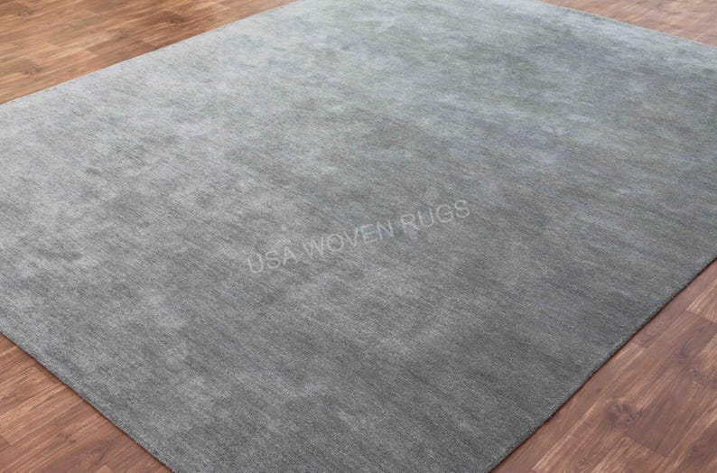Large Area Textured Rug Hand Tufted Rug Solid Grey Wool Large Area Rugs for Living Room Bedroom ...