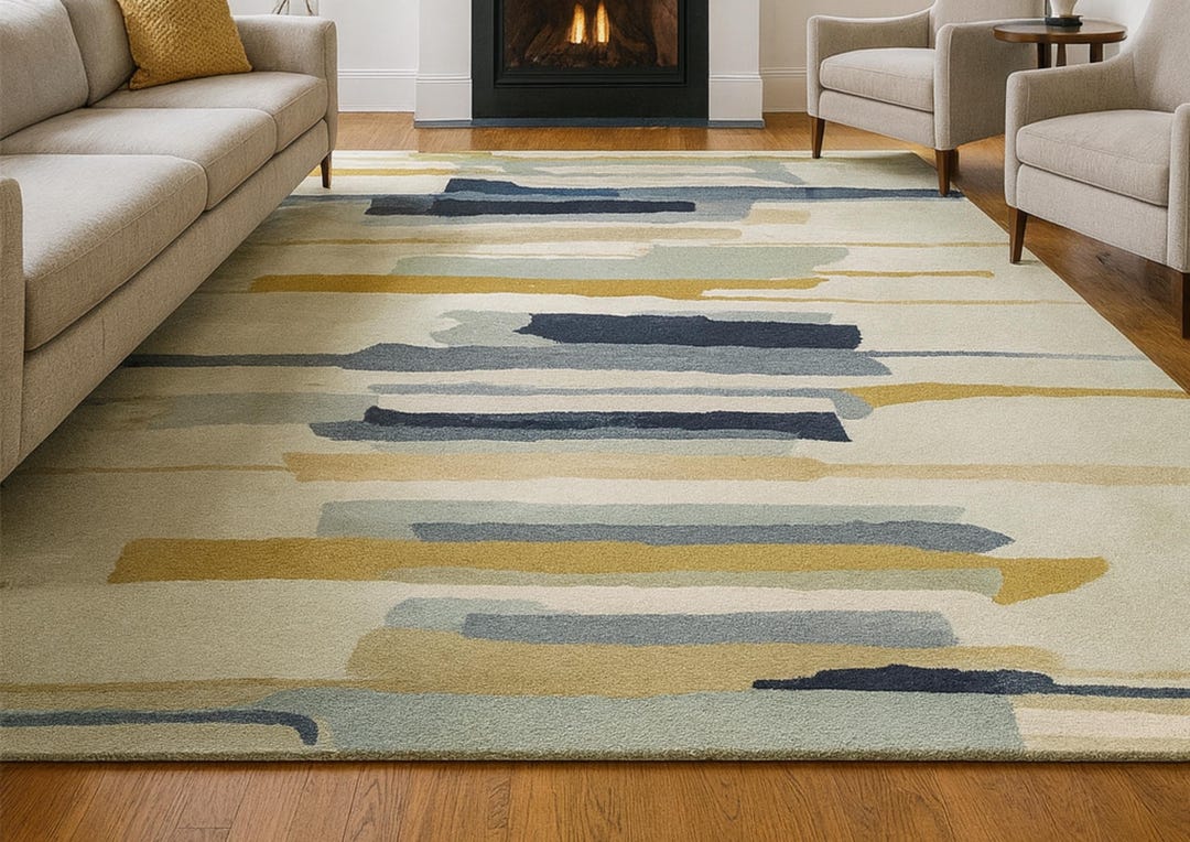 Hand-tufted Abstract Wool Rug – Modern Brushstroke Designer Area Rug - Etsy