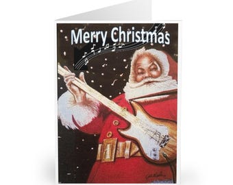 Biglietti Di Natale Con Note Musicali - Con Busta, Carta Perlata Lucida, 10x15 Cm Piegato
