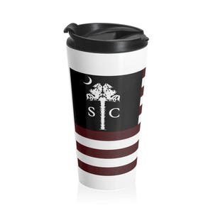 South Carolina Travel Mug Gamecock-Palmetto Moon Design Gamecock Fan Stainless Steel Travel Mug