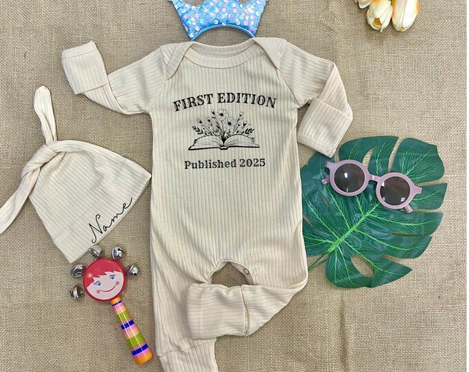 First Edition Published 2025, Vintage Book Baby Bodysuit, Set Baby Outfit, Baby Shower Gift, Baby Announcement, Pregnancy announce
