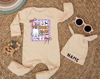 Spooky Season Baby Bodysuit And Hat Set, Ghost Baby Clothes, Halloween Baby Outfit, Cute Ghost Toddler Sweatshirt, Newborn Shower Gift
