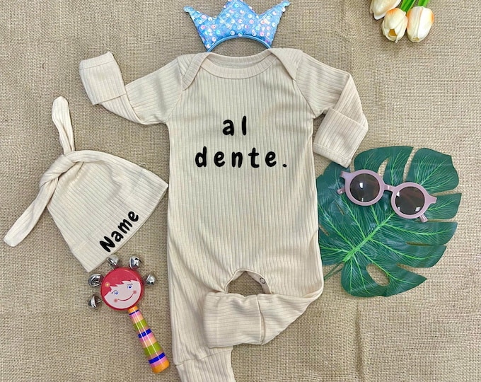 Al Dente Italian Pasta Baby Romper, Italian Pasta Lovers Baby Shower Gift, Minimalist Baby Clothes, italian baby outfit, pasta baby clothes