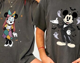 Camiseta retro de Mickey y Minnie para Halloween, colores espeluznantes de Disney Comfort.