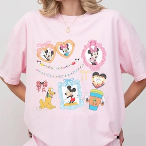 Retro Coquette Bows Mickey and Minnie Shirt, Disney World Shirt, Disney Girls Trip shirts, WDW Magic Kingdom, Disneyland Matching Girls Tee