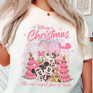 Mickey & friends Disney Christmas T-Shirt, Pink Christmas t-shirt sweatshirt, Mickey&#39;s very merry Christmas shirt, WDW Disneyland trip gift