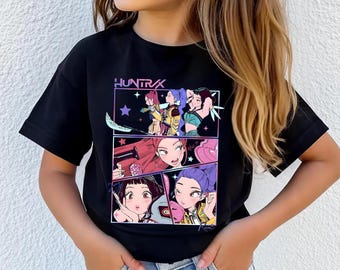 ハントリックスガールTシャツ、Kポップデーモンハンターシャツ、アニメ風グッズ