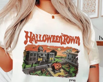 ハロウィンタウン設立1998年スウェットシャツ：レトロハロウィンユニバーシティクルーネック