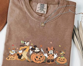 コンフォートカラーズ ミッキーマウス 秋シャツ：ディズニーランド ハロウィンTシャツ