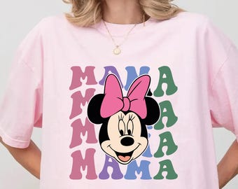 Comfort Colors ディズニー ママシャツ、ミニー ディズニー ママシャツ、ミニー ママTシャツ、ディズニー ママ誕生日シャツ、ディズニー ファミリー旅行Tシャツ