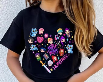 Huntrix ハート Tシャツ: Kpop Saja ボーイズグループ シャツ