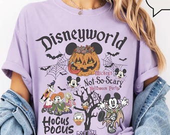 レトロディズニーハロウィンシャツ、ミッキーと仲間たちのファミリーコスチュームTシャツ