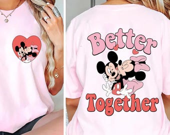 ディズニー愛好家向けミッキー＆ミニーシャツ、バレンタインデーシャツ、ディズニーカップルシャツ、ディズニーお揃いシャツ、バレンタインシャツ
