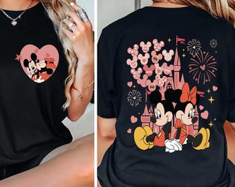 ディズニー ラバー ミッキー＆ミニー シャツ、バレンタインデー シャツ、ディズニー カップル シャツ、ディズニー お揃い シャツ、バレンタイン シャツ