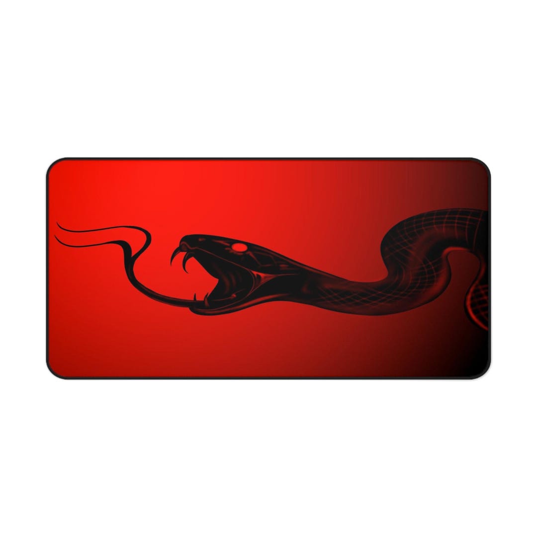 Black Snake Illustration Desk Mat | Red Gradient Serpent Mousepad - Etsy