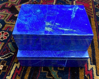 Lapis Lazuli Jewelry Box: Handcrafted Afghan Gemstone Trinket Storage