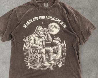 Comfort Colors Big Foot Shirt, Search and Find Adventure Tee, Sasquatch Loch Ness T-shirt, Cryptid Explorer Tee Gift, Outdoor Club Shirt