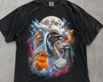 Camiseta Comfort Colors Bird Nerd, Camiseta de especies de aves cósmicas, Camiseta para observadores de aves, Camiseta de regalo para amantes de la ornitología, Camiseta de moda sobre la vida silvestre