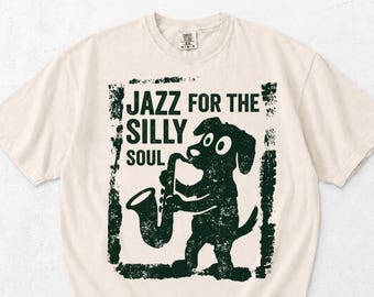 Camiseta Comfort Colors para profesores de música, camiseta Jazz Dog Saxophone, camiseta divertida para profesores de banda, camiseta para educadores musicales, camiseta de regalo de jazz