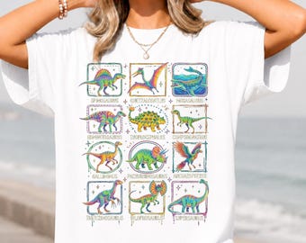Camiseta de paleontología Comfort Colors, camiseta de especies prehistóricas, camiseta de identificación de dinosaurios, camiseta de regalo para amantes de los fósiles, camiseta para profesores de ciencias.