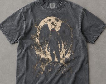 Camiseta Comfort Colors Mothman, camiseta Red Eyes Cryptid, camiseta Full Moon Creature, camiseta Dark Forest Paranormal, camiseta gótica Mothman