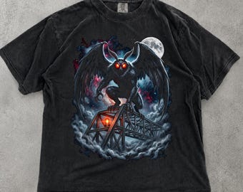 Camiseta Comfort Colors Mothman, camiseta Bridge Watch Cryptid, camiseta Red Eyes Mothman, camiseta de regalo de criatura paranormal, camiseta Dark Moon