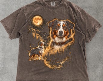 Camiseta Comfort Colors para pastor australiano, camiseta Golden Moon Aussie, camiseta para perro de montaña, camiseta de regalo para mamá y papá pastor australiano
