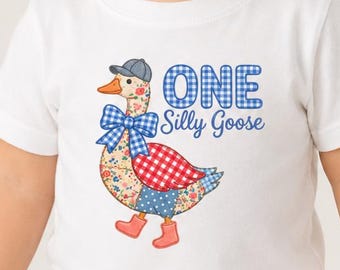 Camiseta de cumpleaños "One Silly Goose", camiseta de ganso para el primer cumpleaños, camiseta linda para niños pequeños, regalo para la primera fiesta, camiseta de animales para niños