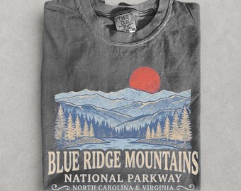Camiseta Comfort Colors Blue Ridge Mountains, Camiseta Blue Ridge Parkway, Camiseta de Carolina del Norte y Virginia, Camiseta de los Apalaches, Camiseta de regalo para excursionistas