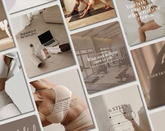 Fitness Instagram Templates | Espresso Edition | Yoga & Pilates Canva Template Pack | Aesthetic Social Media Kit | Minimal Neutral Modern
