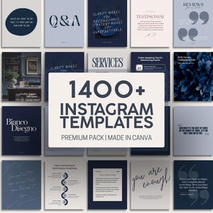 1400+ Instagram Templates in Dunkelblau | Canva Vorlagen für Unternehmen und Kreative | Post - Stories - Walzen | minimal | Ästhetische | Modern