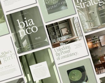 Matcha Green Instagram Templates for Business | 500+ Canva Social Media Posts, Stories & Reels | Green Branding Kit