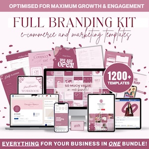 Más de 1200 plantillas de branding en Cherry Blossom / Plantillas Canva para empresas y creadores / Paquete de branding para redes sociales / Kit de branding DIY