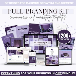 Más de 1200 plantillas de branding en Royal Indigo / Plantillas Canva para empresas y creadores / Paquete de branding para redes sociales / Kit de branding DIY