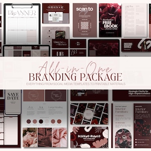 Plantillas de Canva para el kit de marca Burgundy: logotipo, redes sociales y negocios