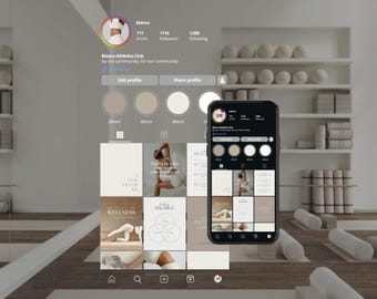 Yoga & Pilates Instagram Templates | Neutral Aesthetic Canva Kit (Digital Download)